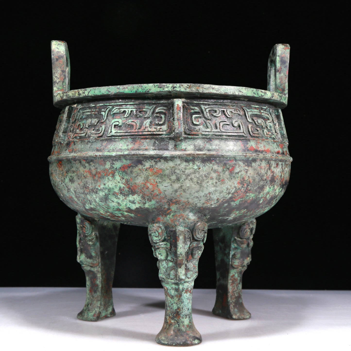 A Wonderful Bronze 'Animal Mask' Tripod Censer With Inscriptions