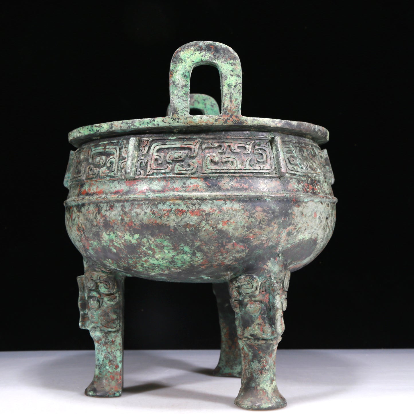 A Wonderful Bronze 'Animal Mask' Tripod Censer With Inscriptions