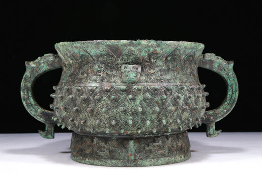 An Excellent Bronze Beast-Handled Censer With Inscriptions