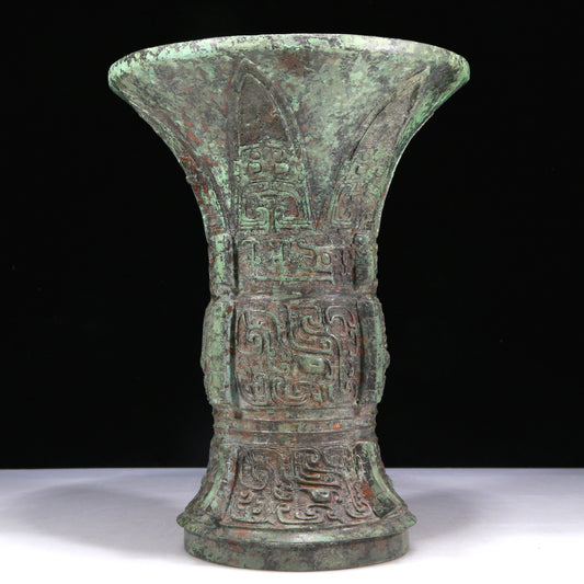 An Excellent Bronze 'Animal Mask' Vase With Inscriptions