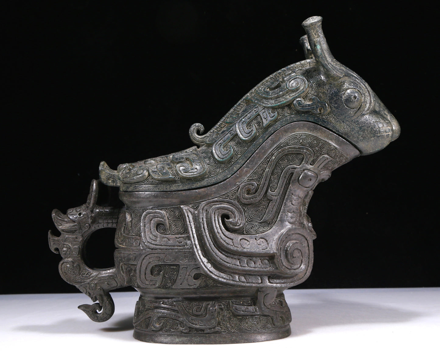 An Excellent Bronze 'Auspicious Beast' Ewer With Inscriptions