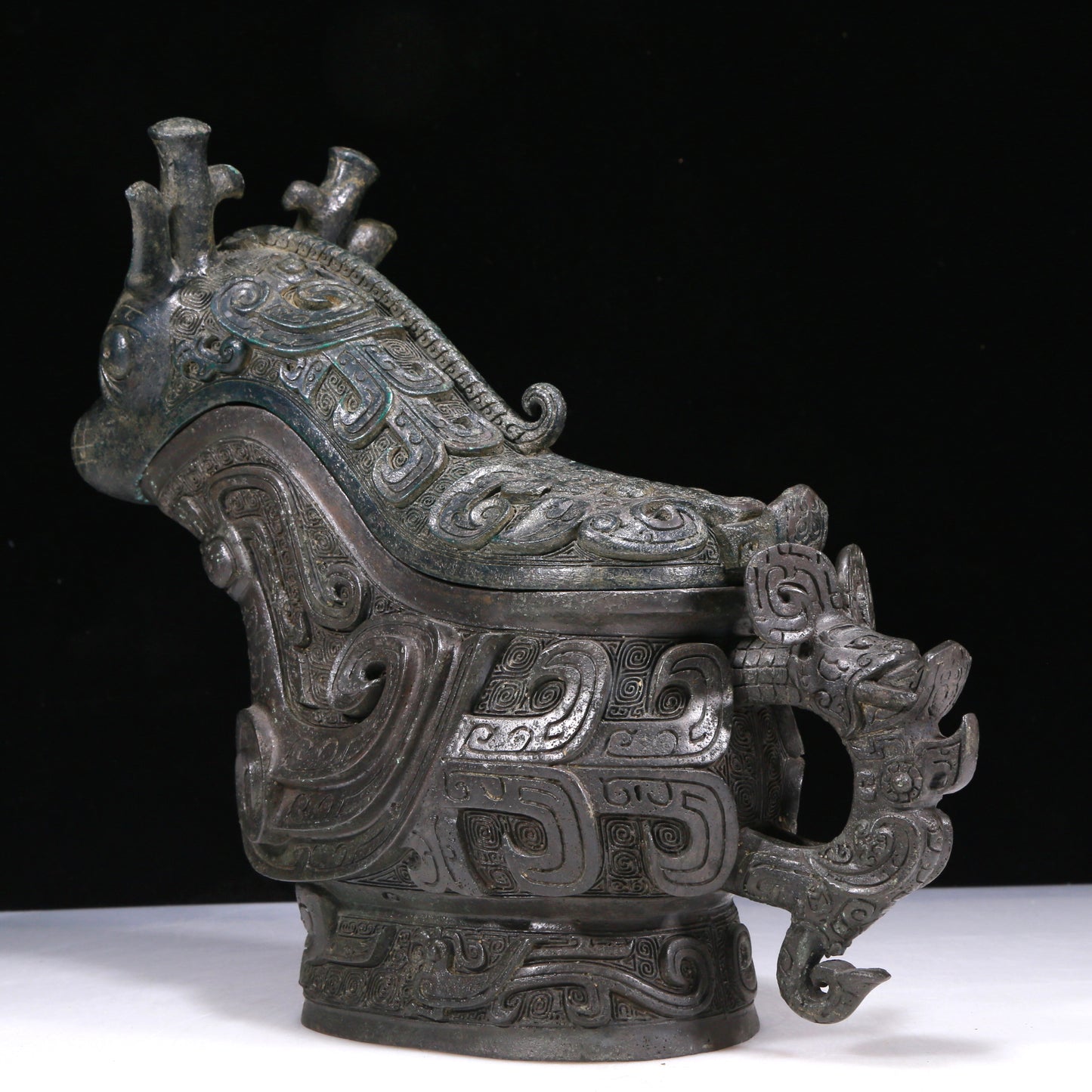 An Excellent Bronze 'Auspicious Beast' Ewer With Inscriptions