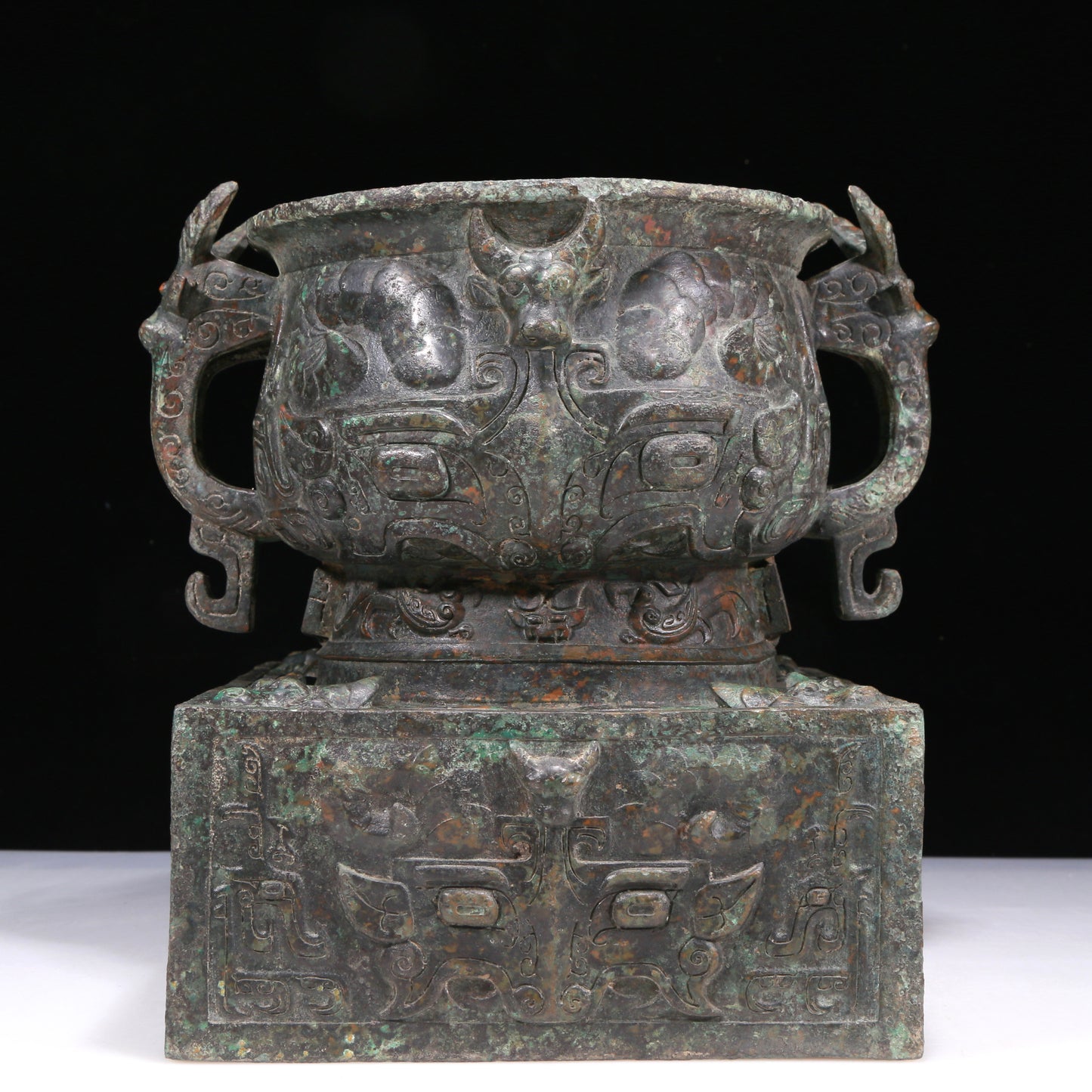 An Excellent Bronze 'Animal Mask' Censer With Inscriptions