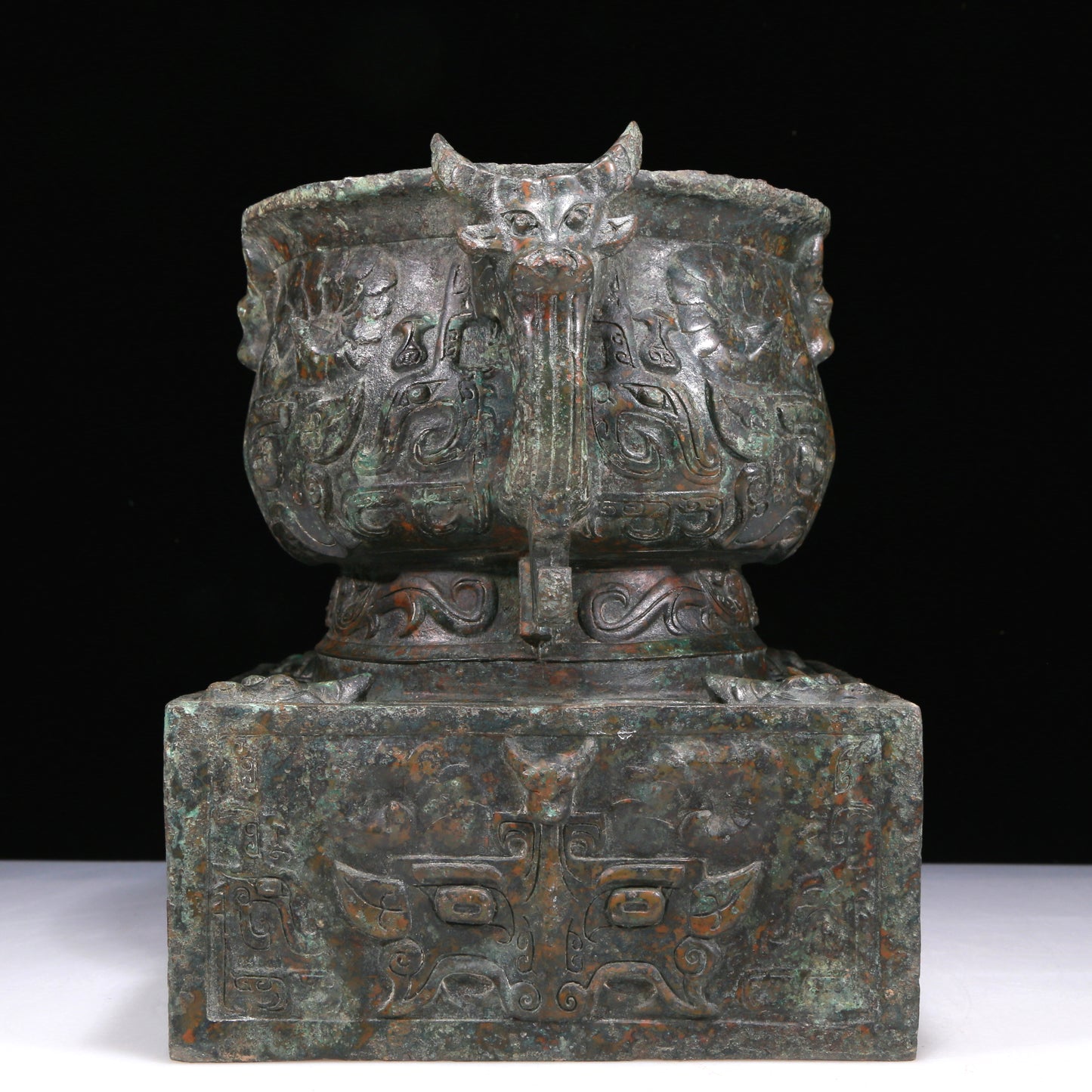 An Excellent Bronze 'Animal Mask' Censer With Inscriptions