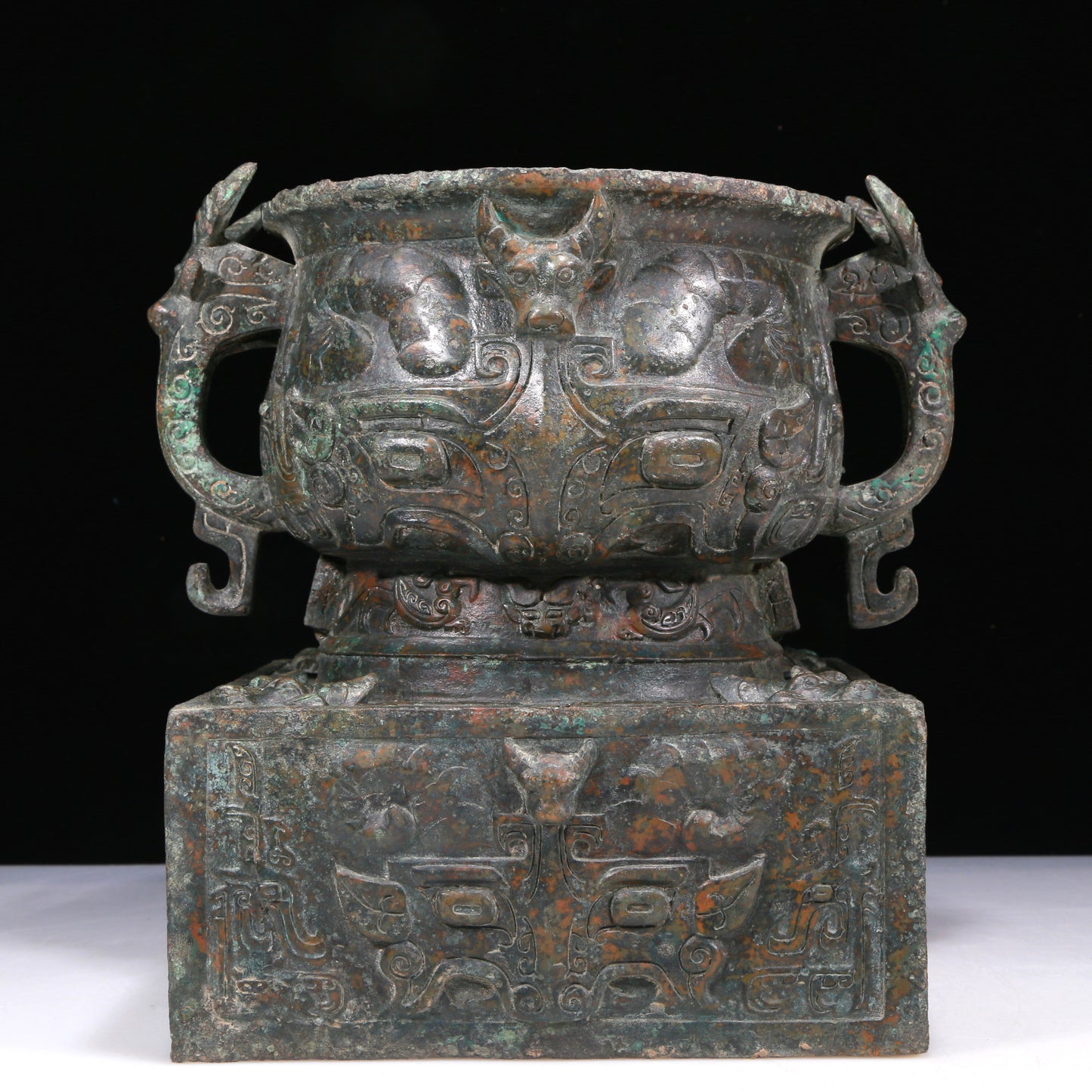 An Excellent Bronze 'Animal Mask' Censer With Inscriptions