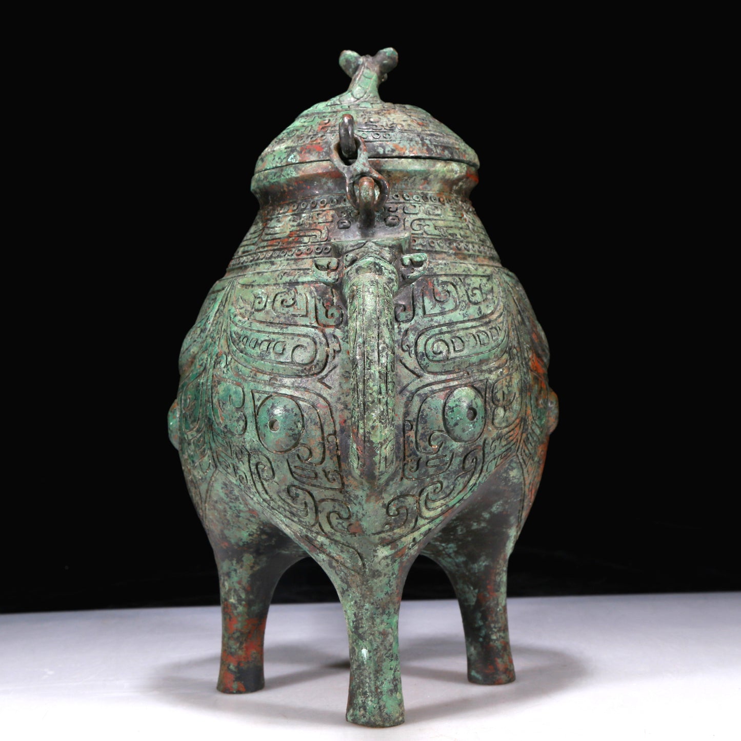 An Excellent Bronze 'Animal Mask' Tripod Ewer