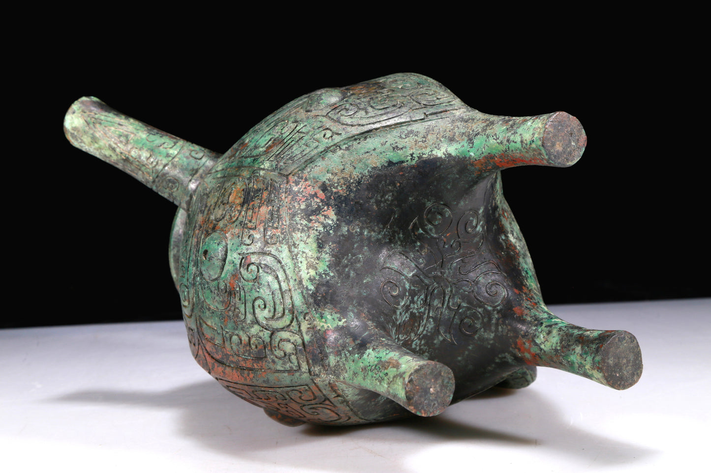 An Excellent Bronze 'Animal Mask' Tripod Ewer