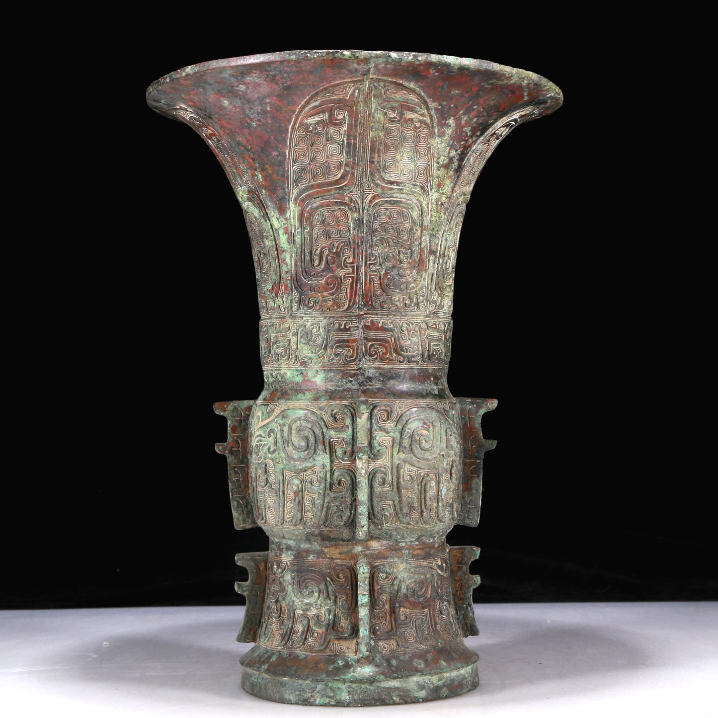 An Excellent Bronze 'Animal Mask' Vase With Inscriptions