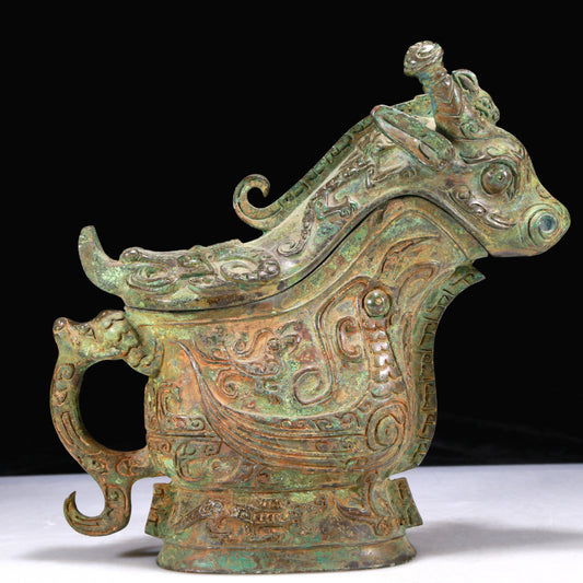 An Excellent Bronze 'Auspicious Beast' Ewer With Inscriptions