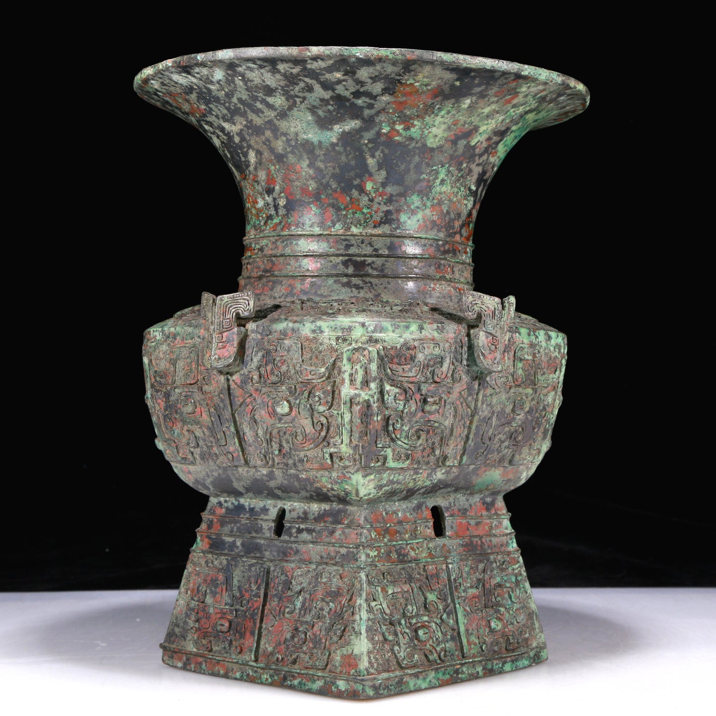 An Excellent Bronze 'Animal Mask' Vase With Inscriptions