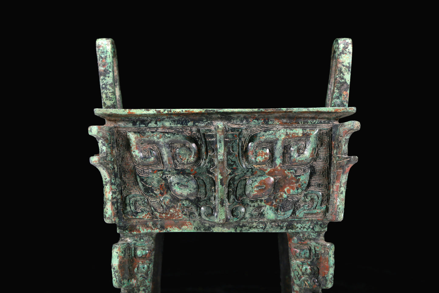 A Precious Bronze 'Animal Mask' Ritual Food Vessel, Ding, With Inscriptions