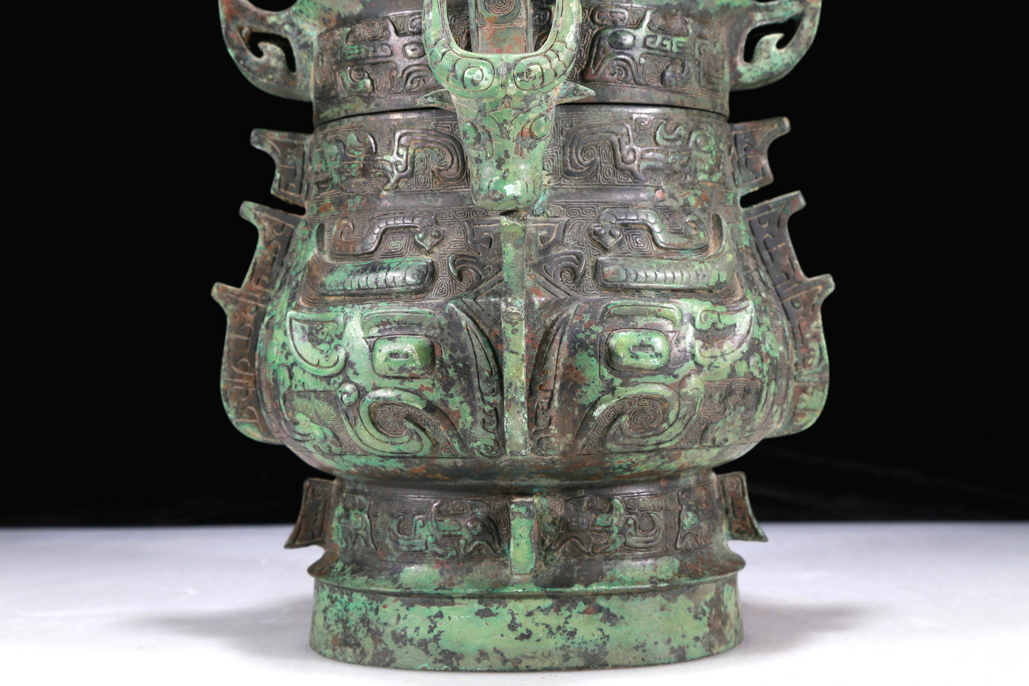 A Precious Bronze 'Animal Mask' Beast-Handled Jar With Inscriptions