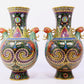 A pair of cloisonne flower-patterned phoenix-ear vases