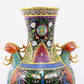 A pair of cloisonne flower-patterned phoenix-ear vases