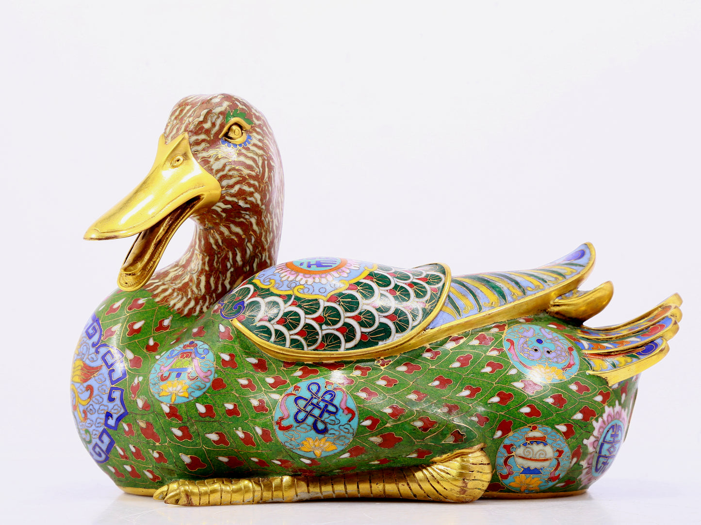 Pair of cloisonné duck ornaments