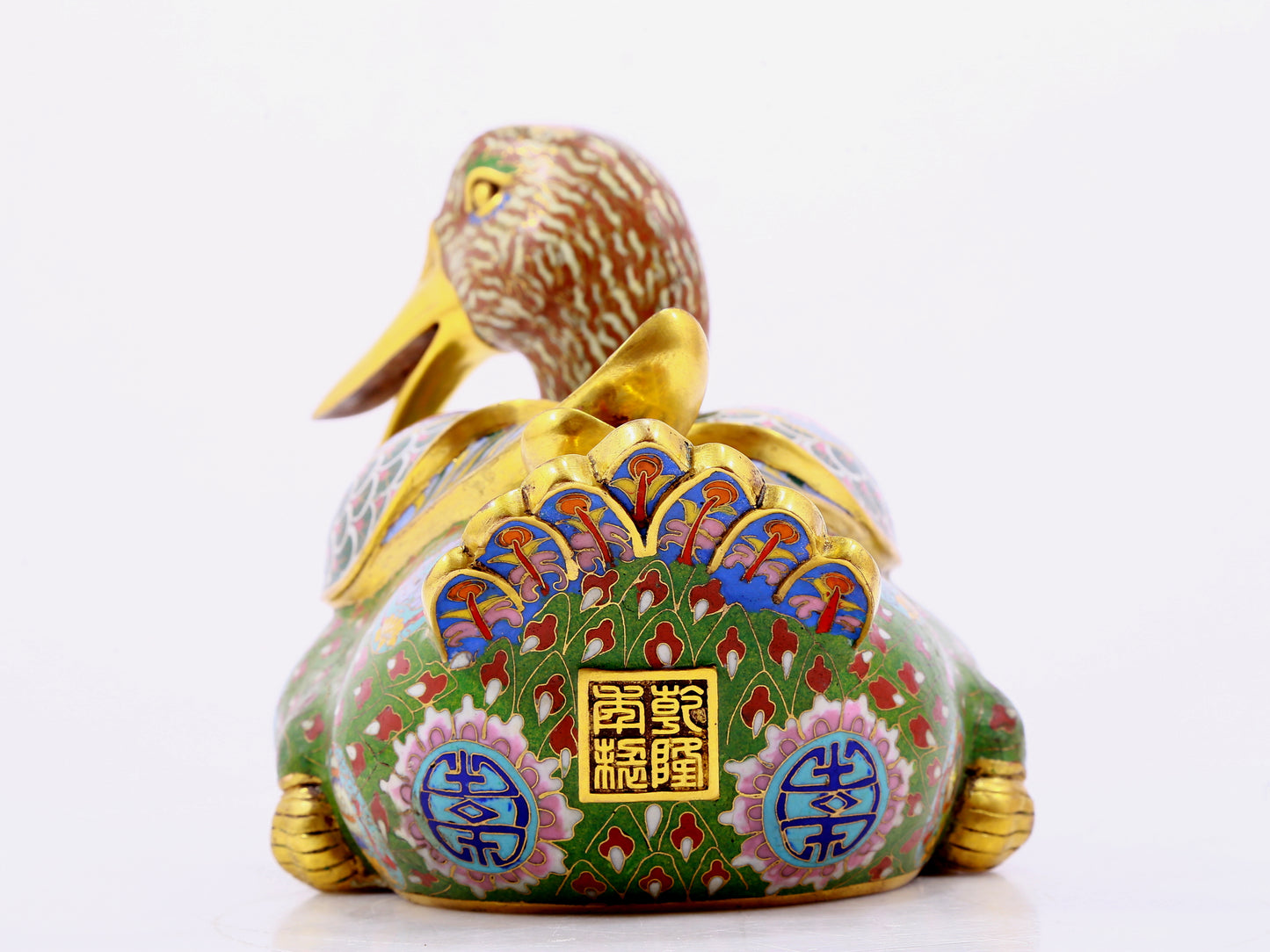 Pair of cloisonné duck ornaments