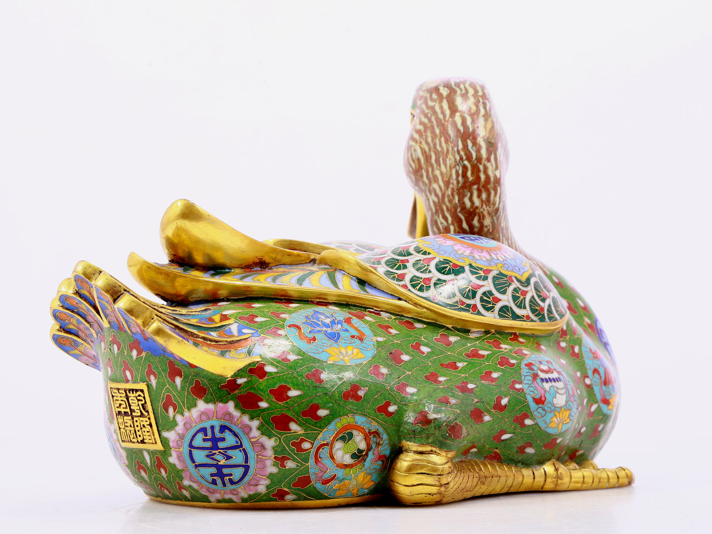 Pair of cloisonné duck ornaments