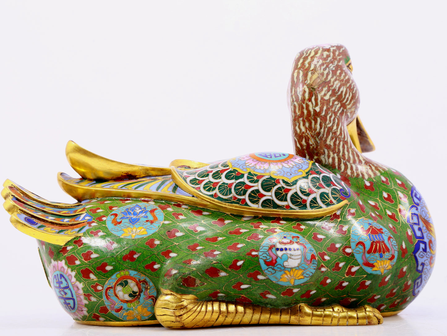 Pair of cloisonné duck ornaments