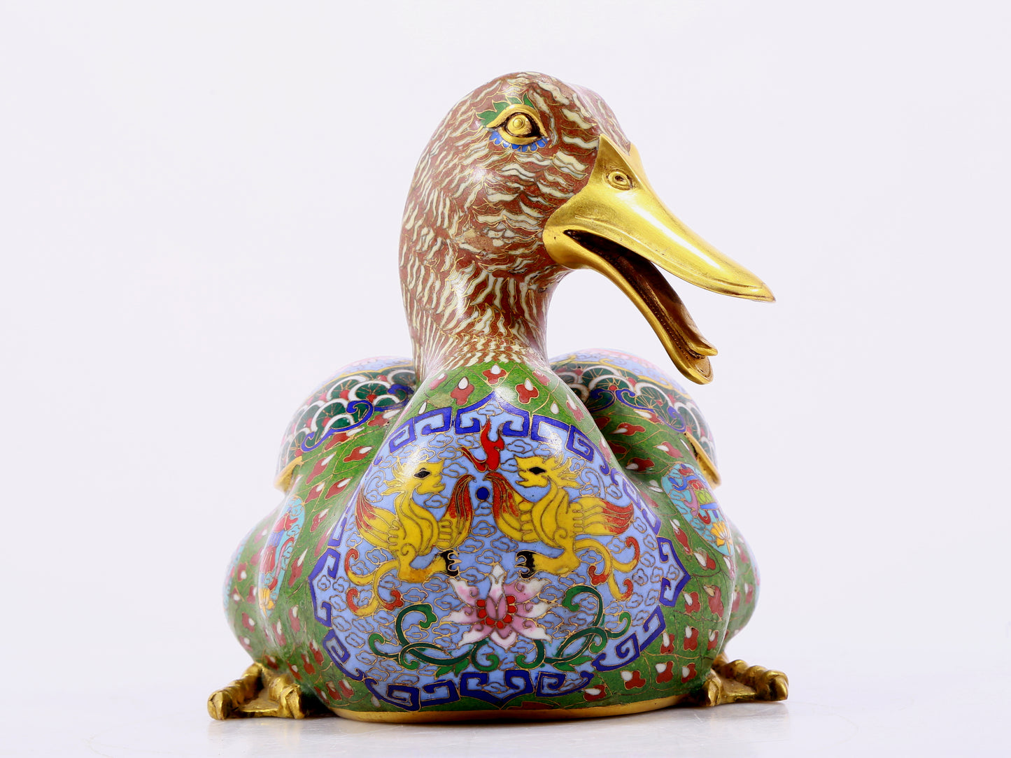 Pair of cloisonné duck ornaments