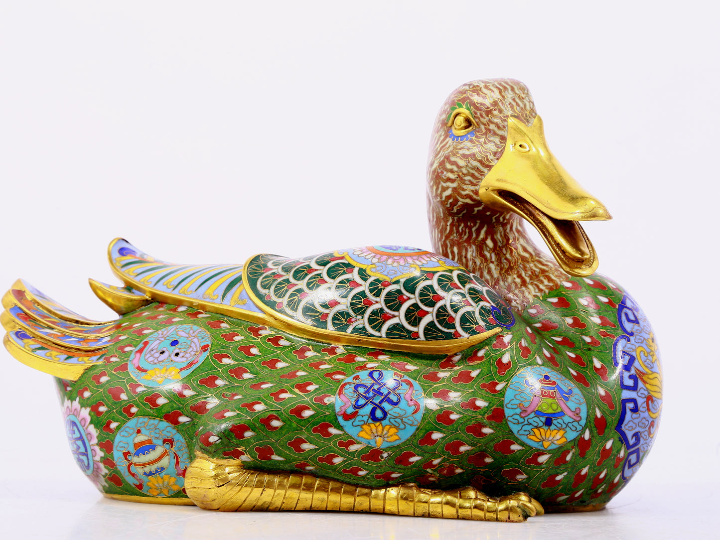 Pair of cloisonné duck ornaments