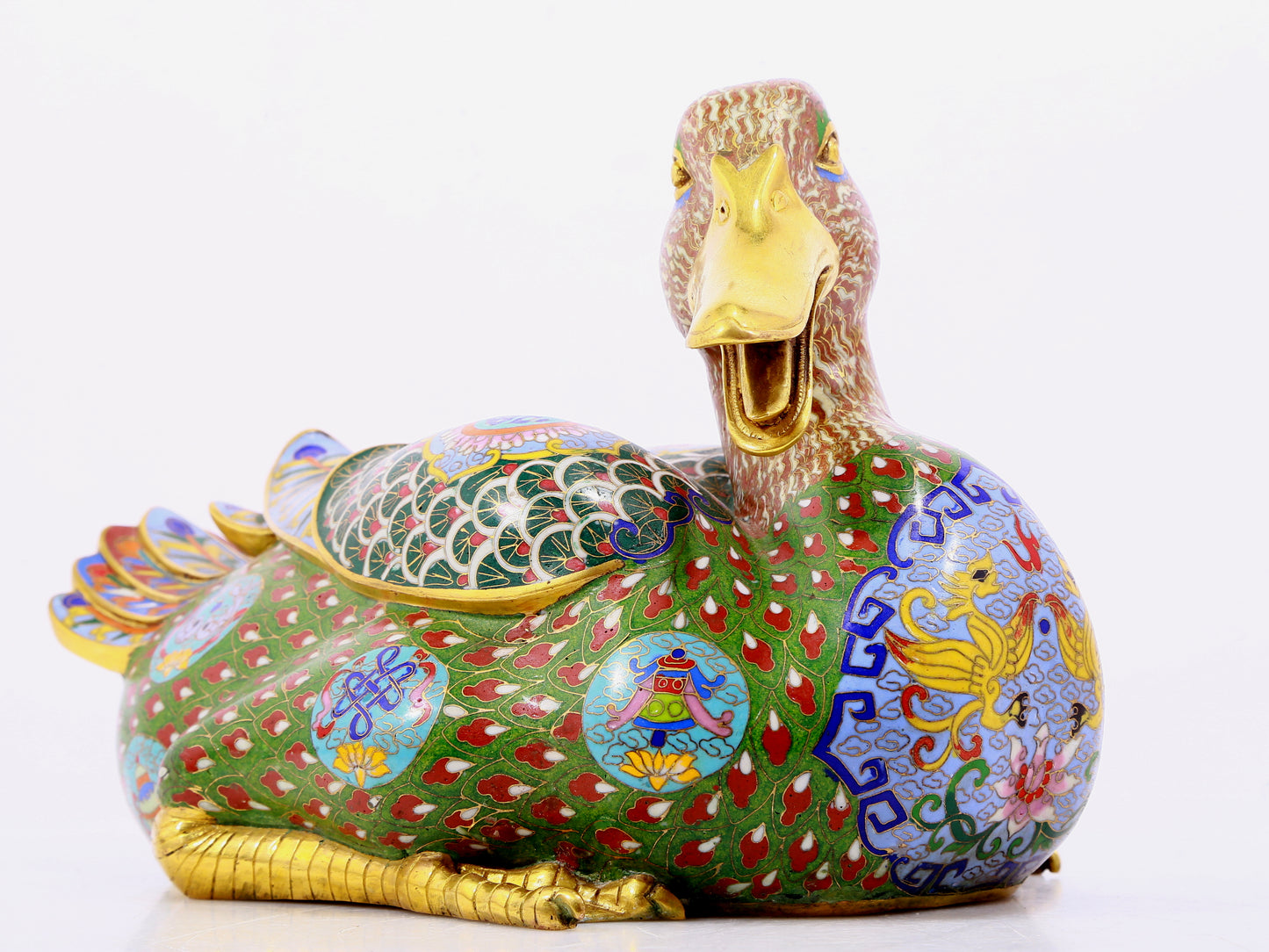 Pair of cloisonné duck ornaments