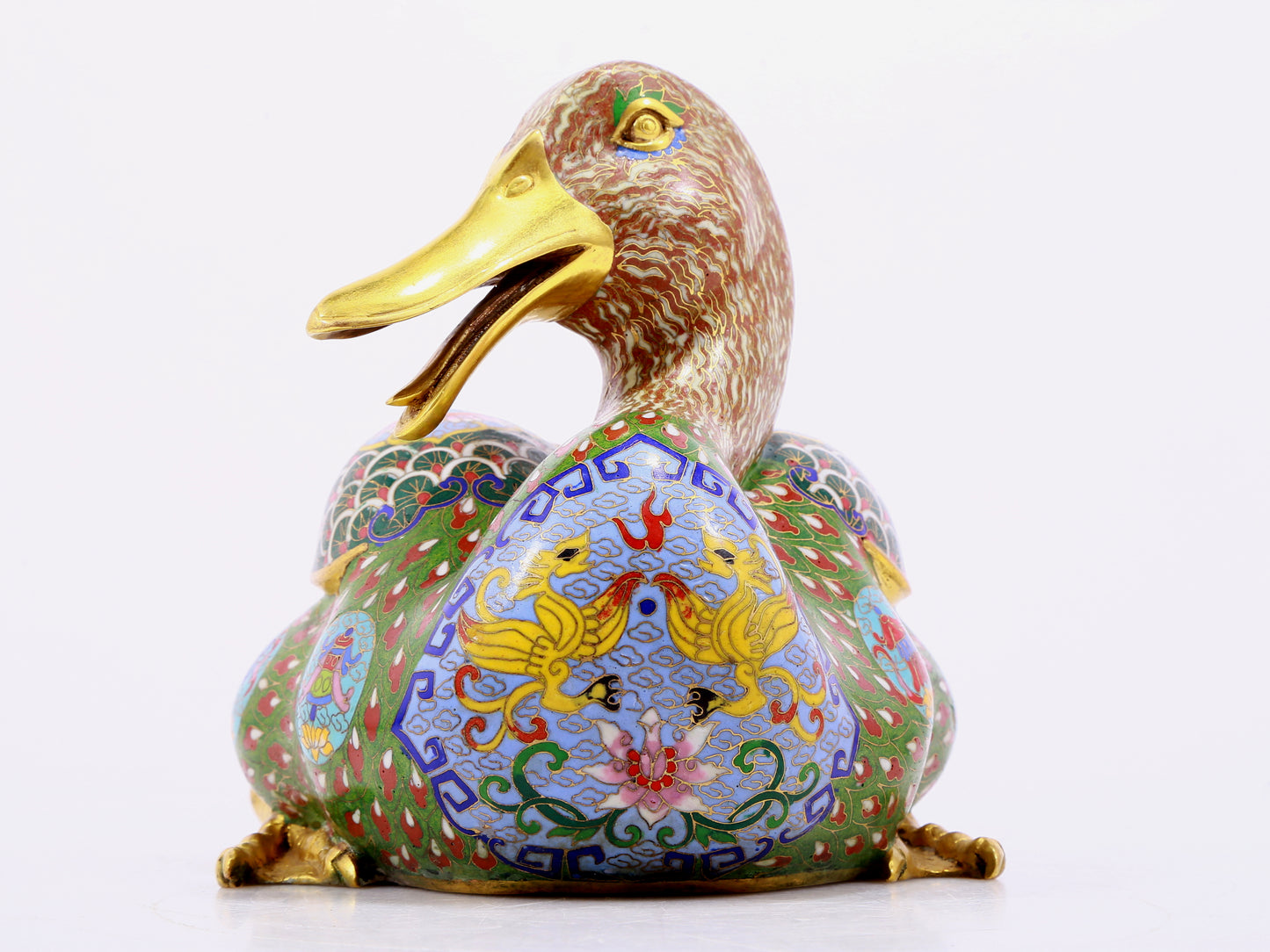 Pair of cloisonné duck ornaments