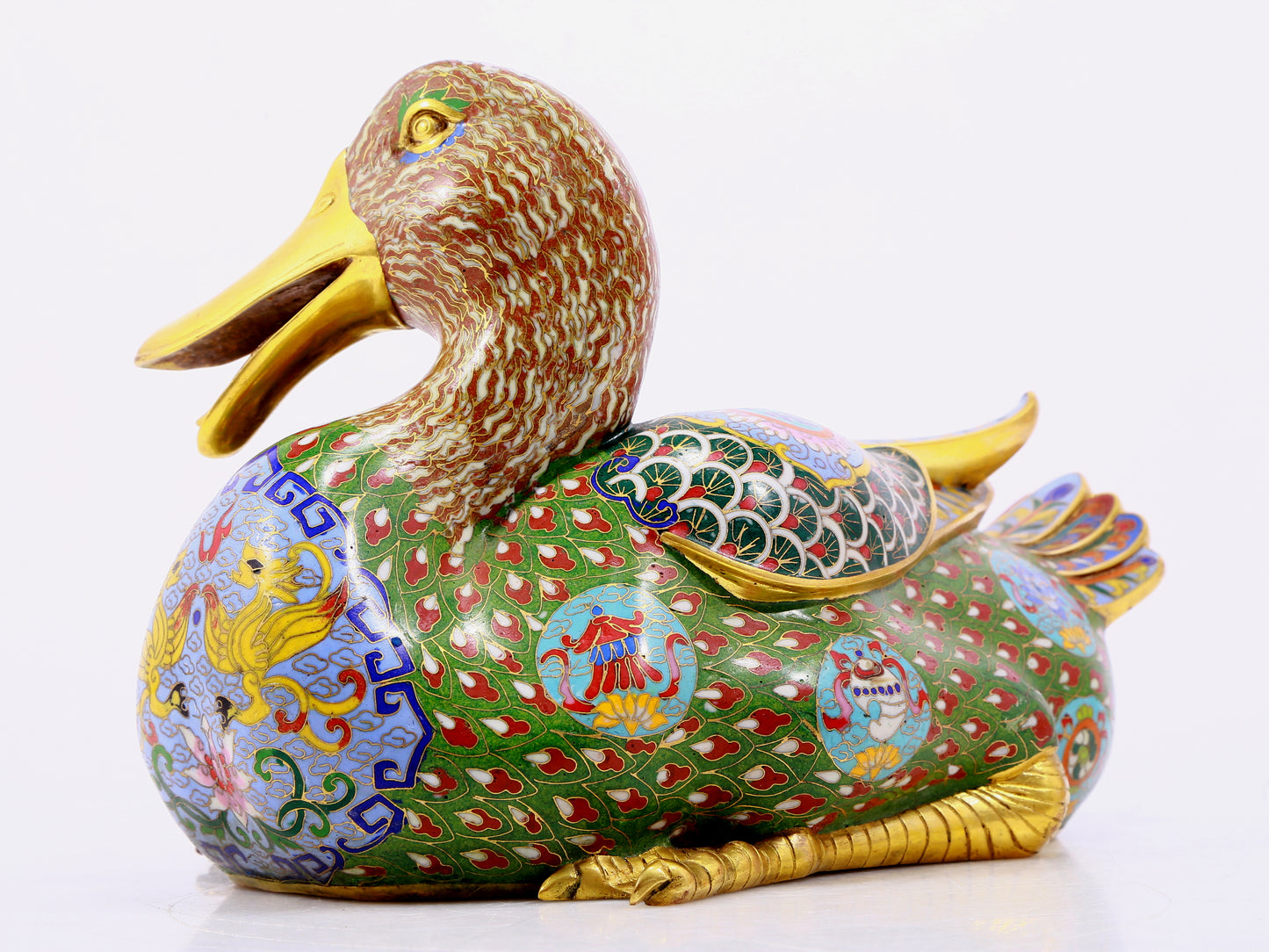 Pair of cloisonné duck ornaments