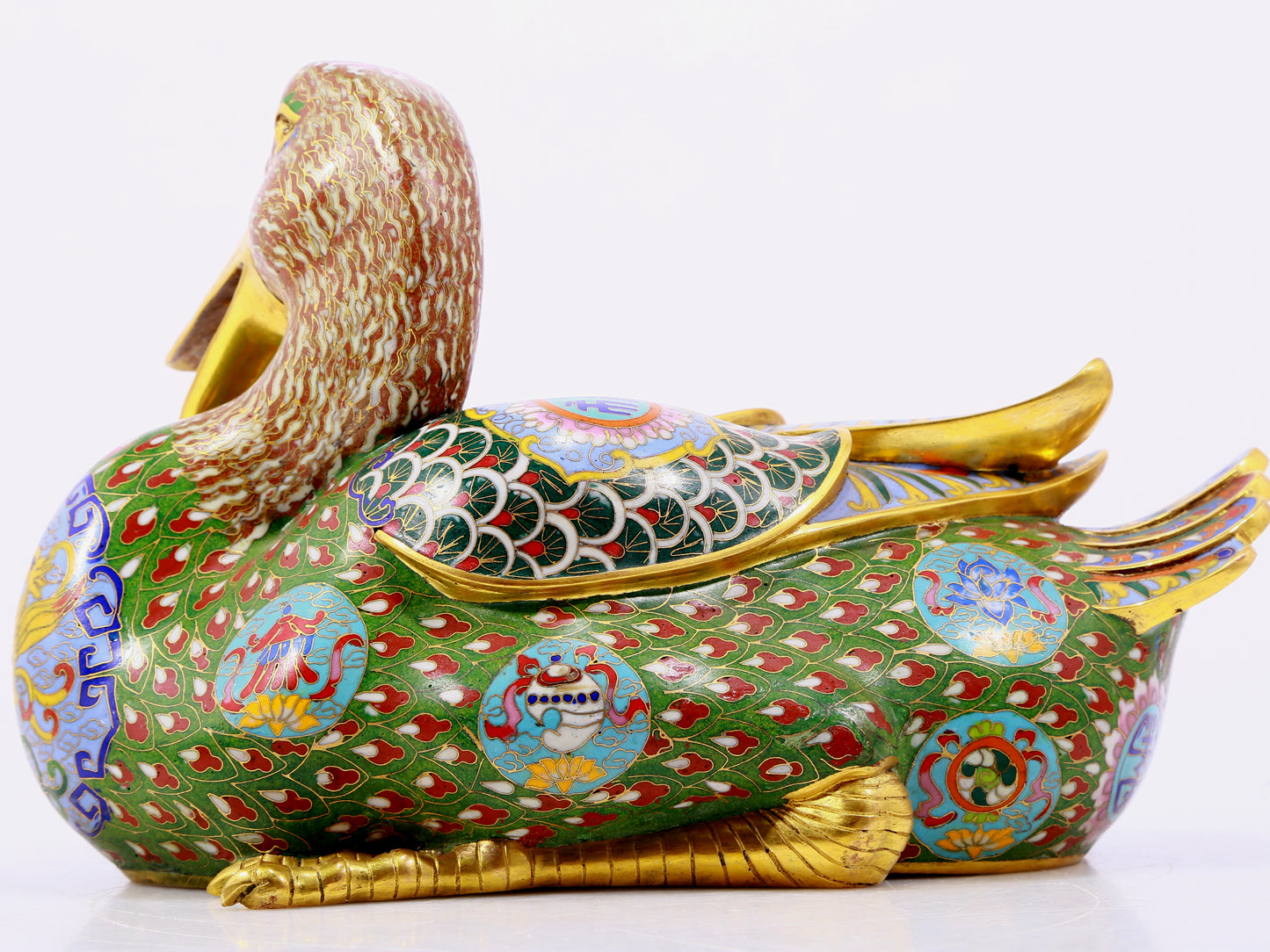 Pair of cloisonné duck ornaments