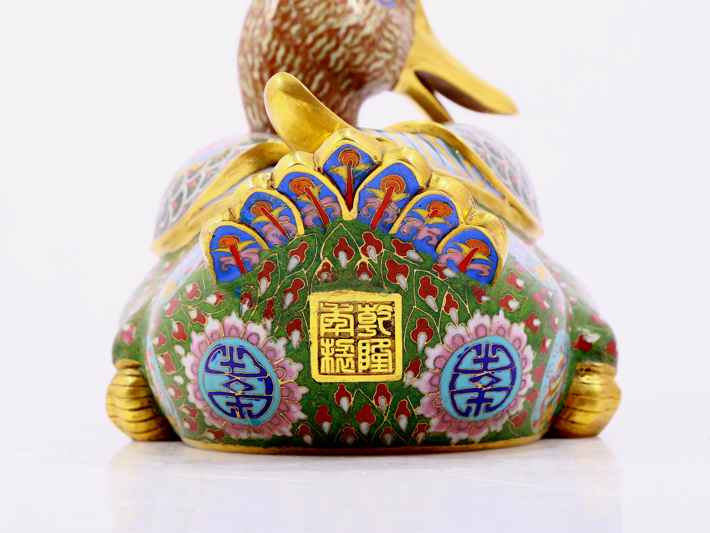 Pair of cloisonné duck ornaments