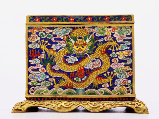 A cloisonné auspicious cloud and dragon pattern box