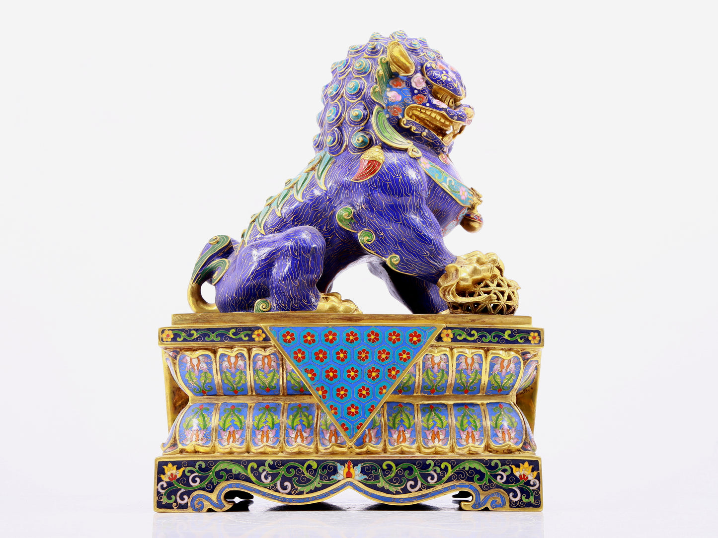 Pair of cloisonné lion ornaments