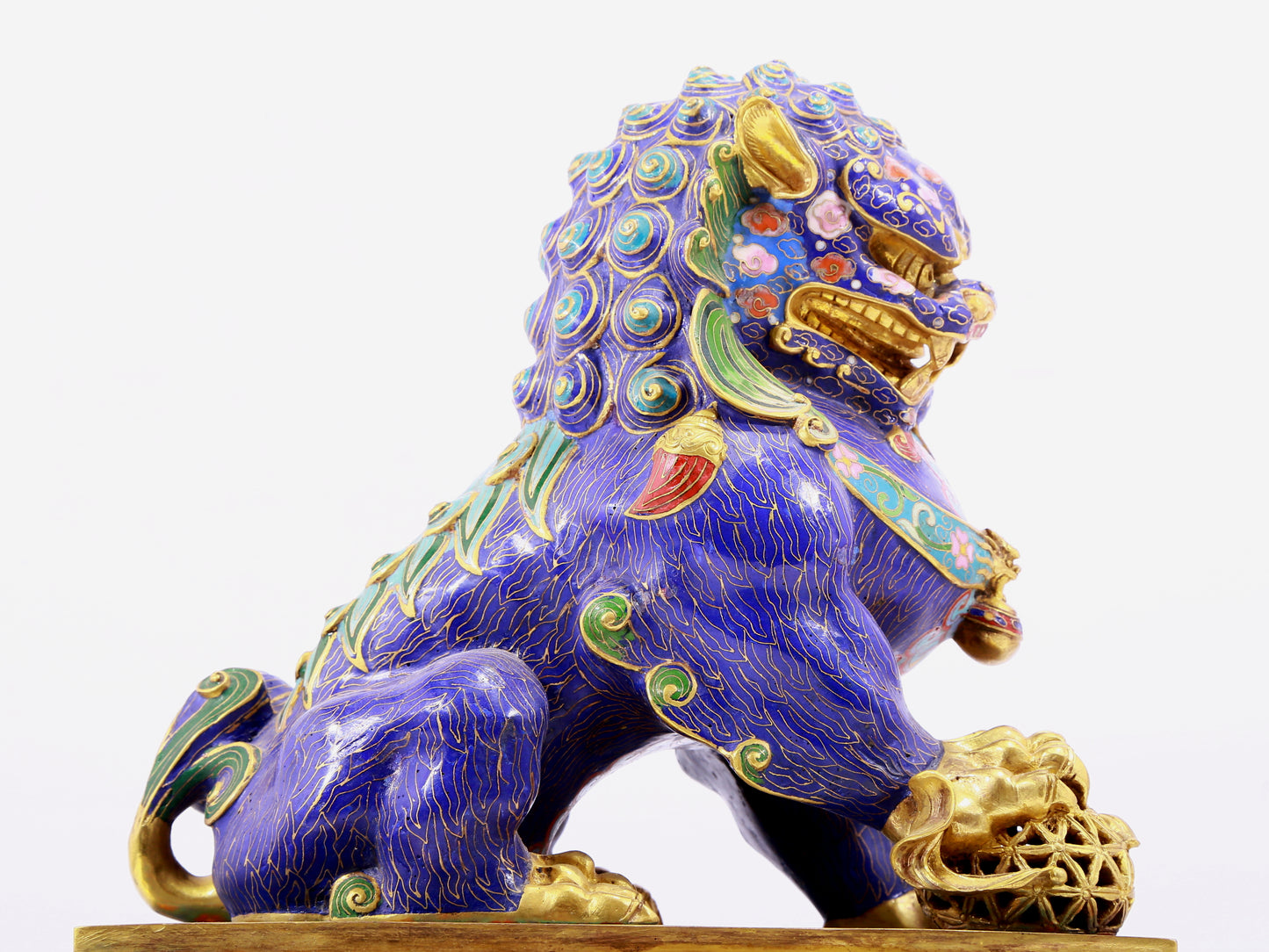 Pair of cloisonné lion ornaments