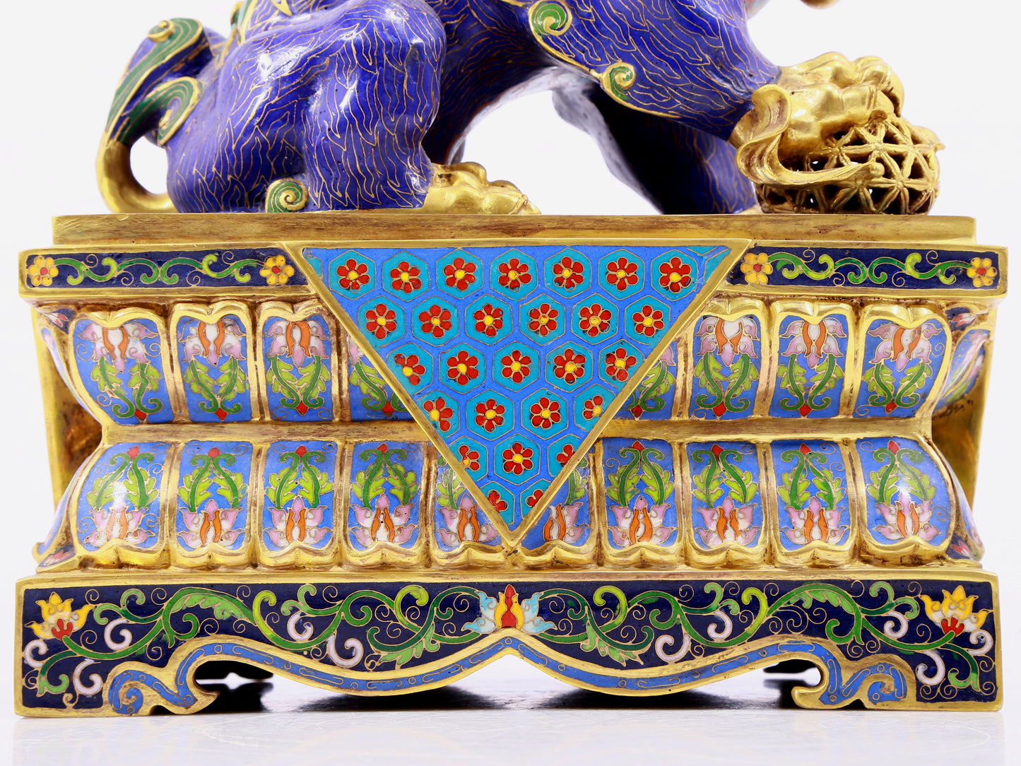 Pair of cloisonné lion ornaments