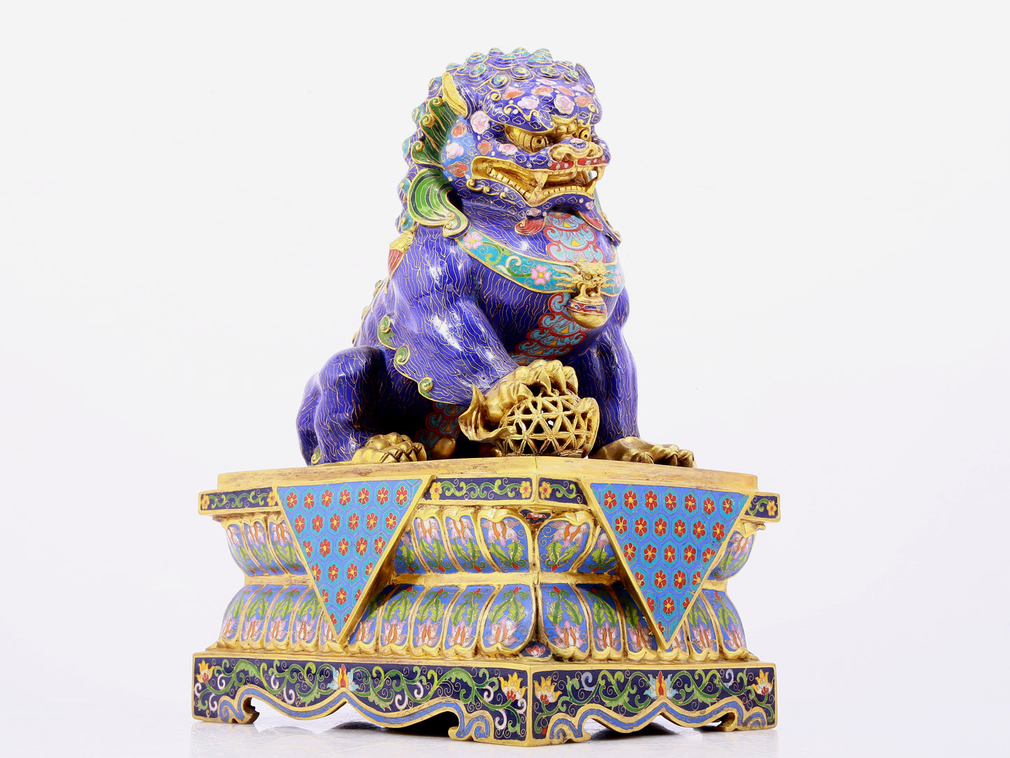 Pair of cloisonné lion ornaments