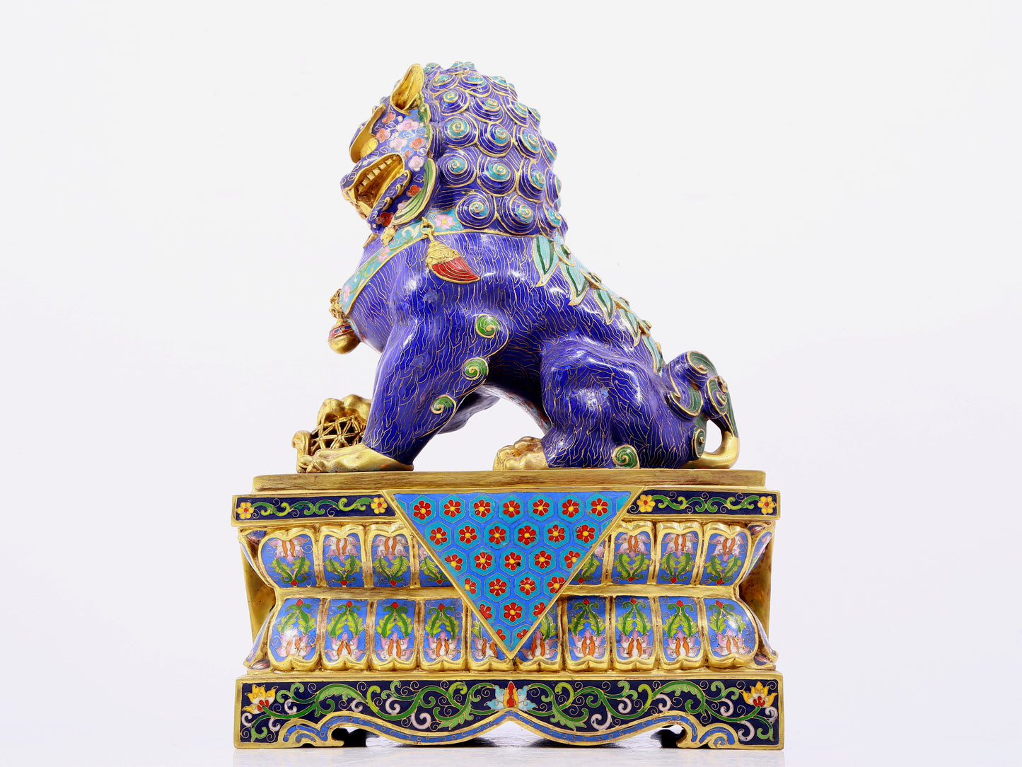 Pair of cloisonné lion ornaments