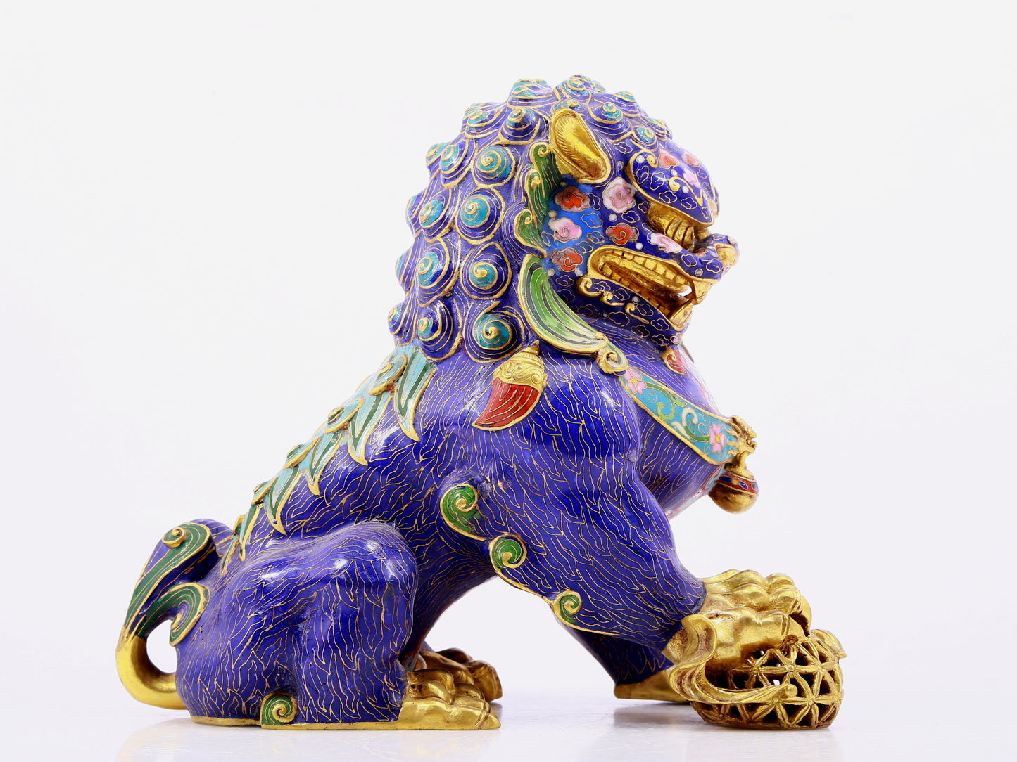 Pair of cloisonné lion ornaments