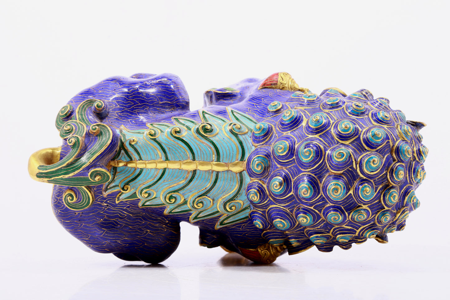 Pair of cloisonné lion ornaments