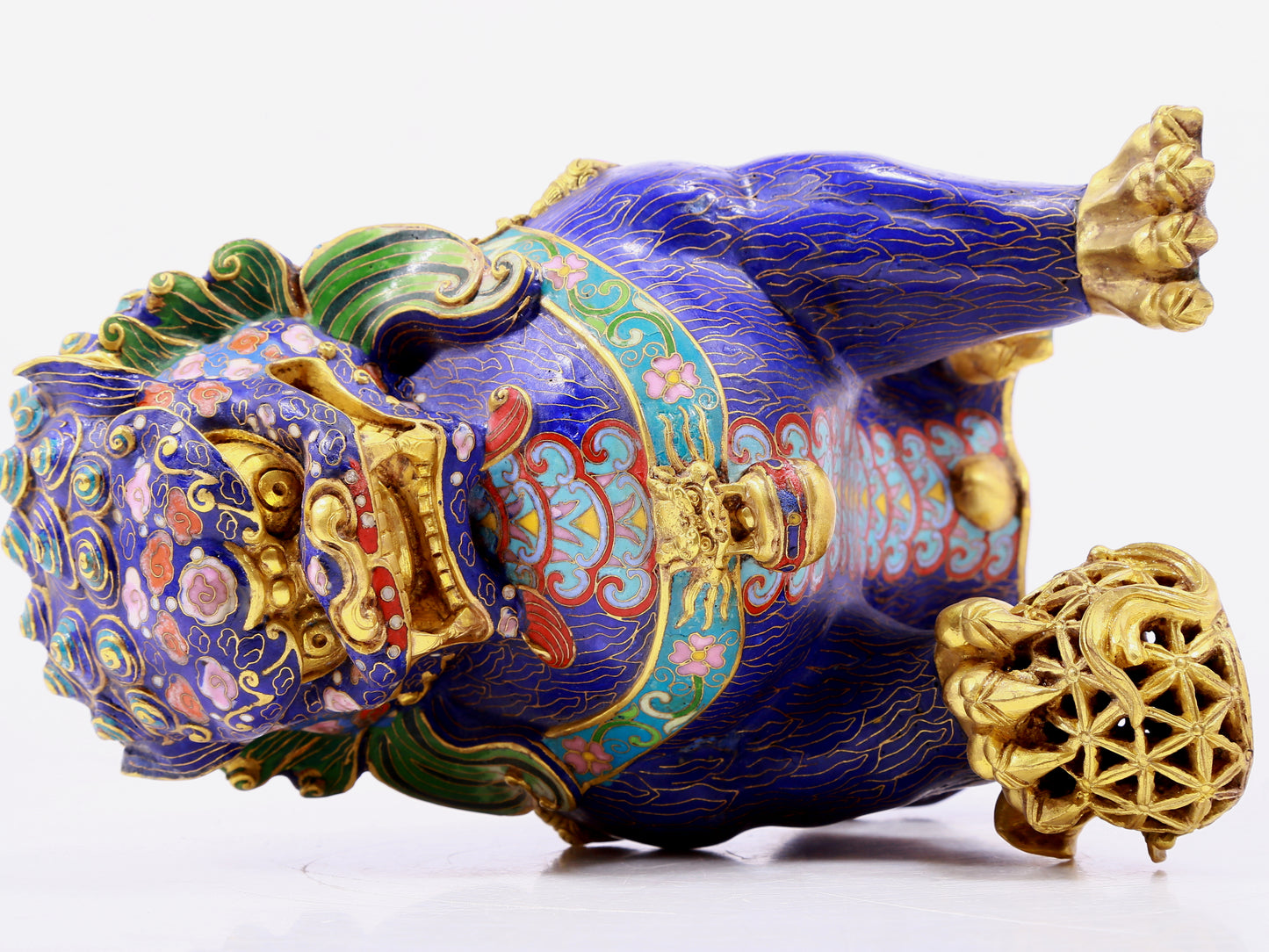 Pair of cloisonné lion ornaments