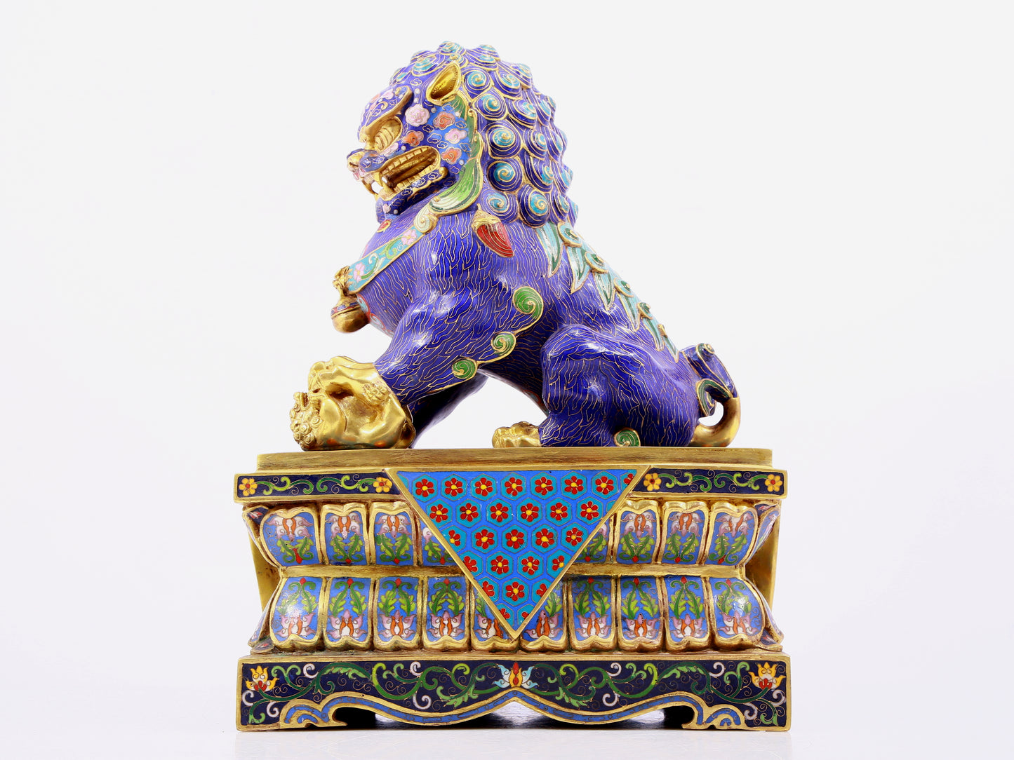 Pair of cloisonné lion ornaments