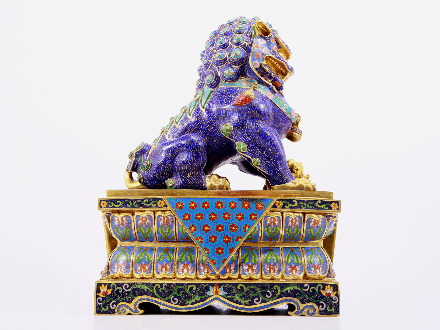 Pair of cloisonné lion ornaments