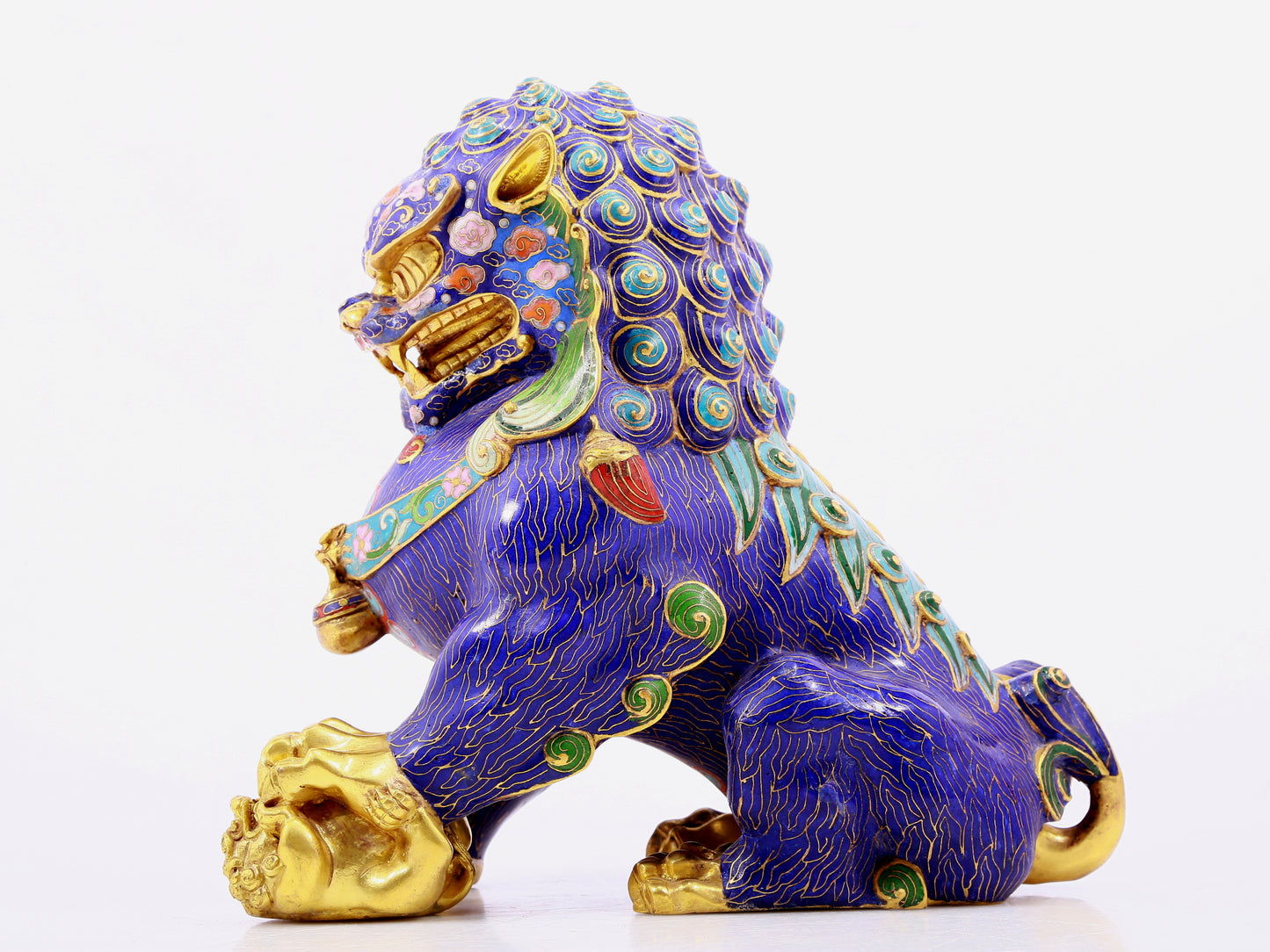 Pair of cloisonné lion ornaments