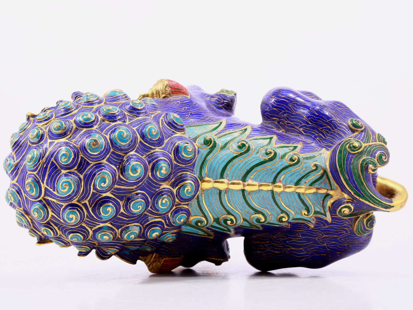 Pair of cloisonné lion ornaments