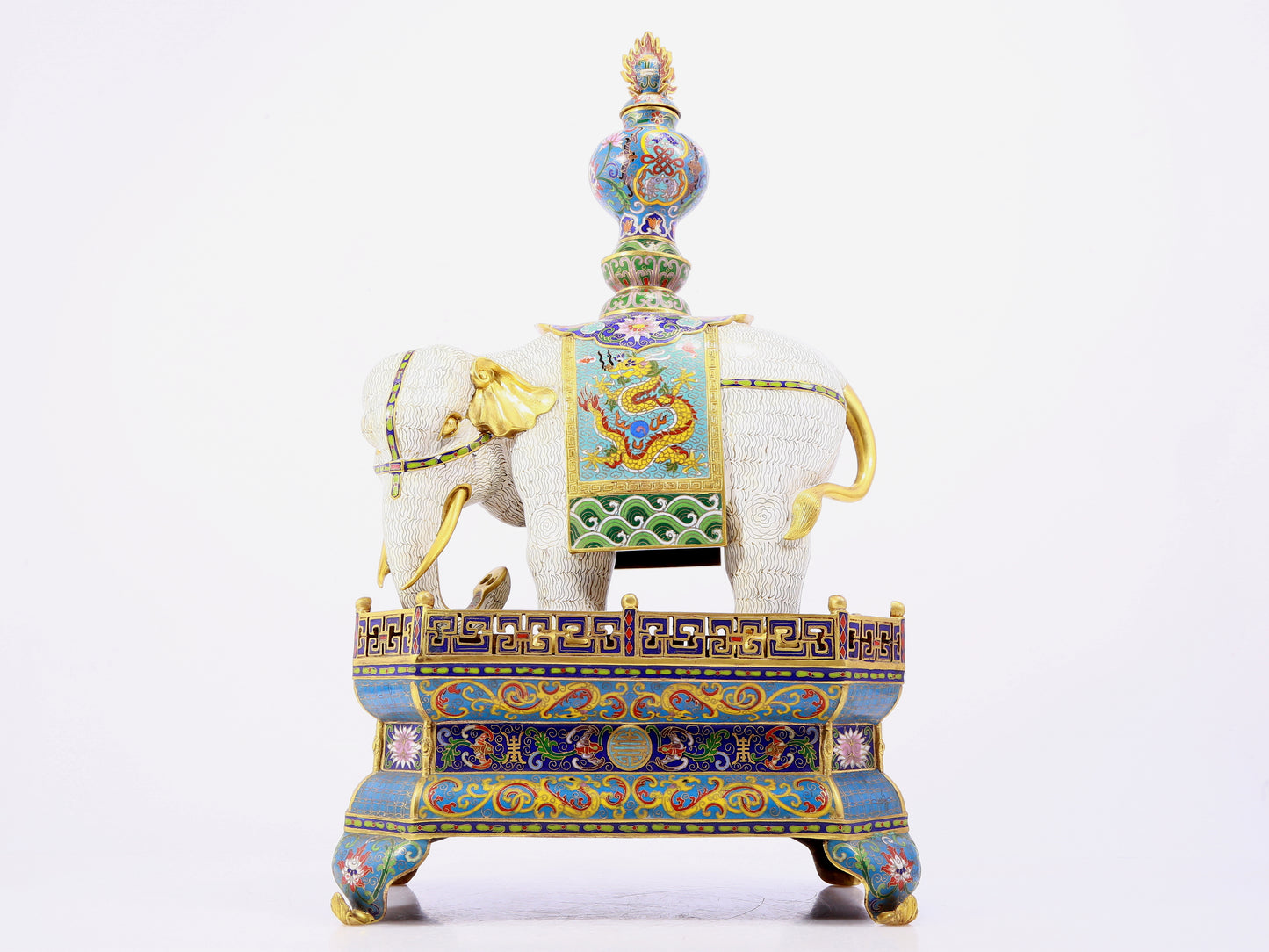 Pair of cloisonné elephant ornaments