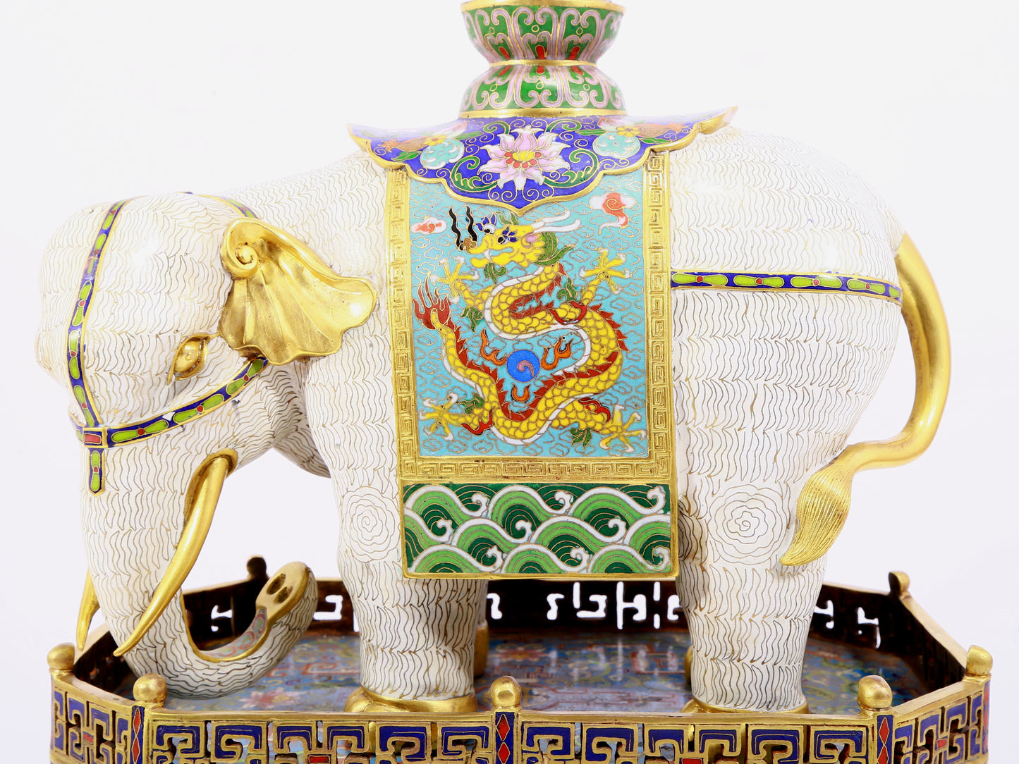 Pair of cloisonné elephant ornaments