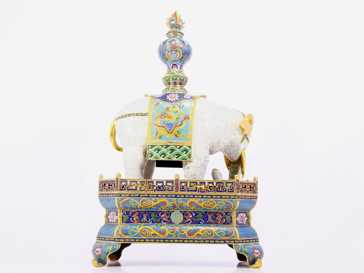 Pair of cloisonné elephant ornaments