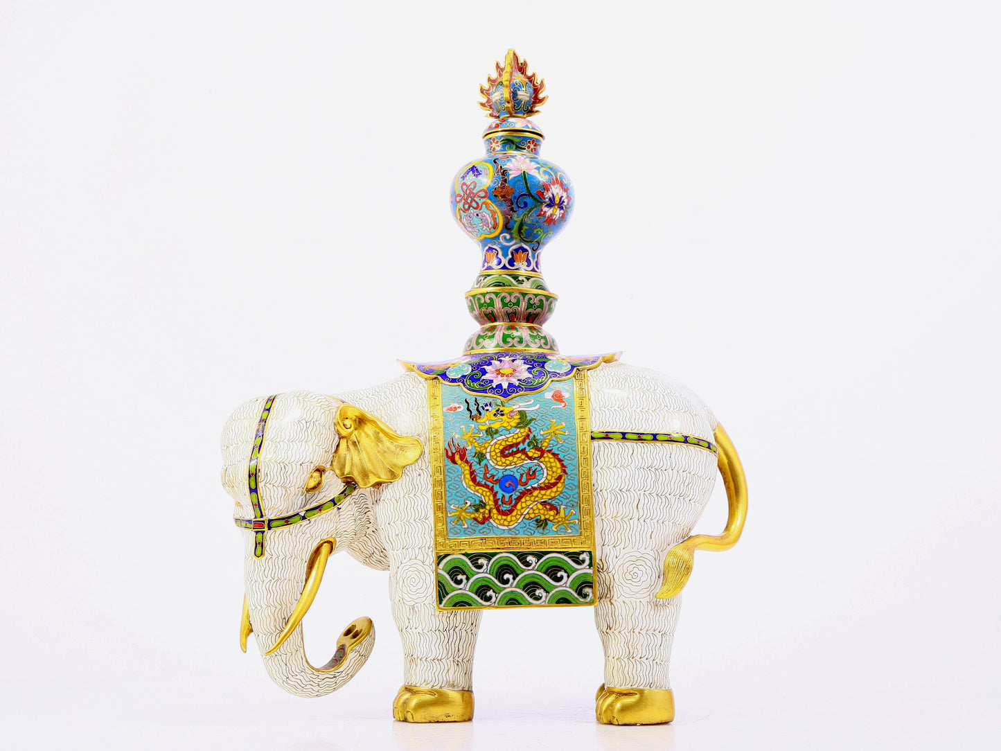 Pair of cloisonné elephant ornaments