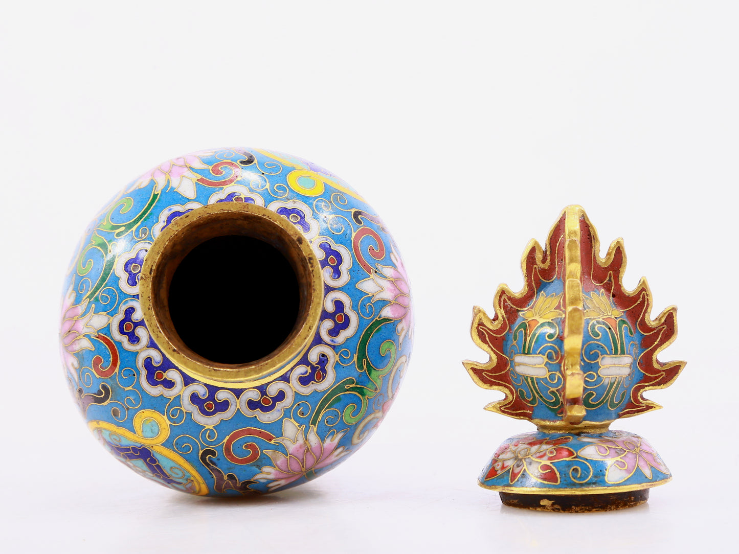 Pair of cloisonné elephant ornaments