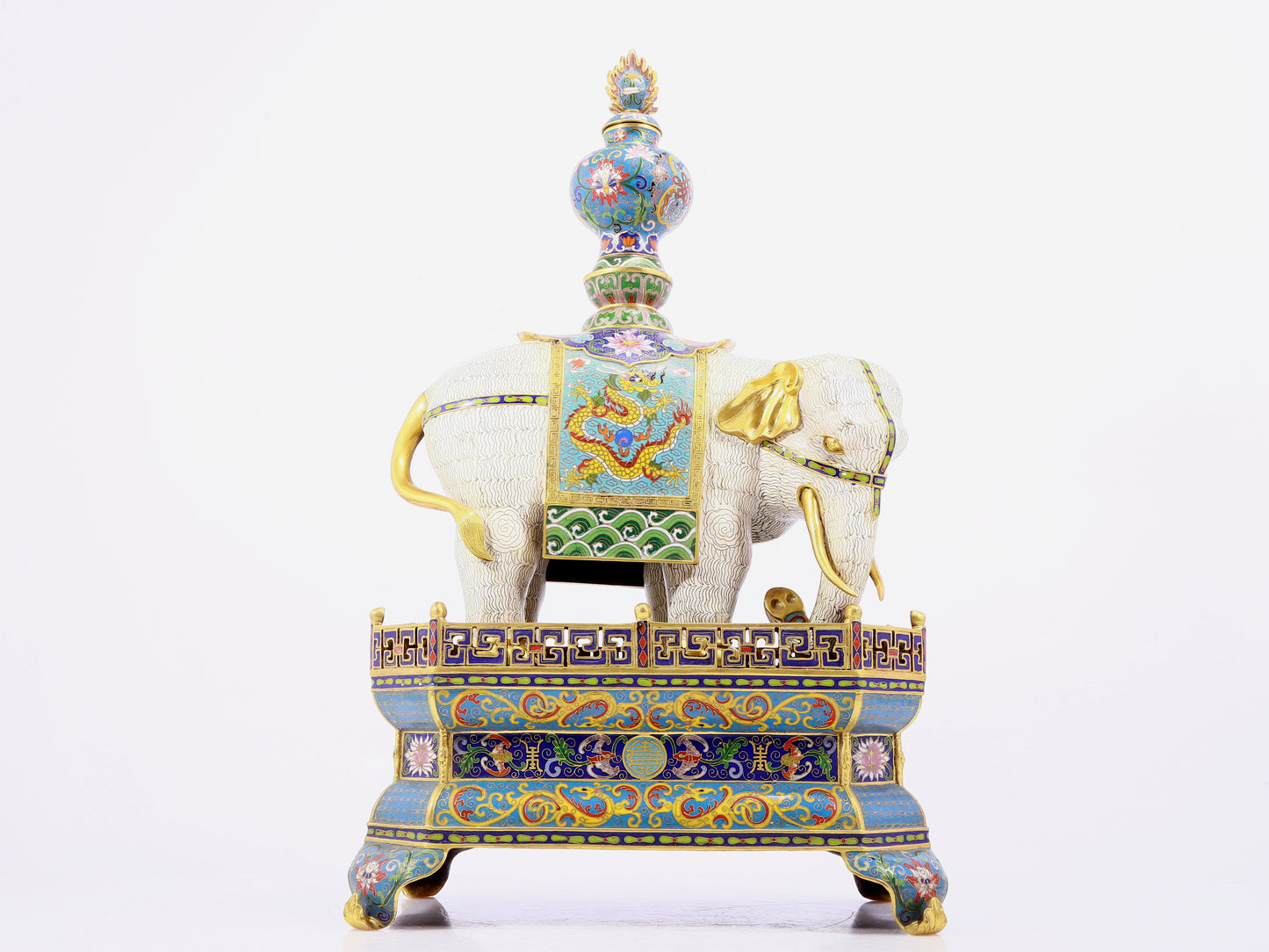 Pair of cloisonné elephant ornaments