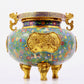 A cloisonne squirrel grape pattern two-eared three-legged incense burner