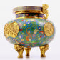 A cloisonne squirrel grape pattern two-eared three-legged incense burner